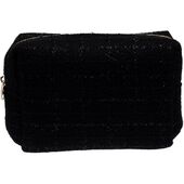 Tweed make-up pouch small, black