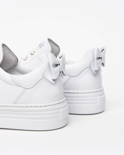 Leather sneakers with bow, white