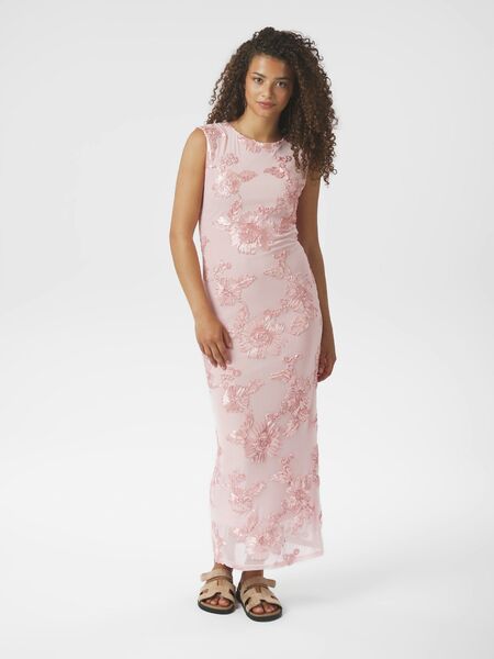 Tiranna big flower mesh dress, light pink