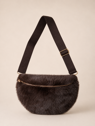 Luna fluffy crossbody bag, dark brown