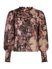 Gilda big flower blouse, black