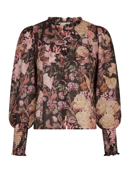 Gilda big flower blouse, black