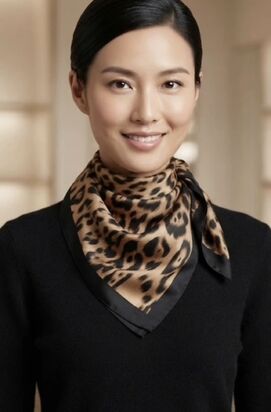 Square scarf 90x90, brown leo