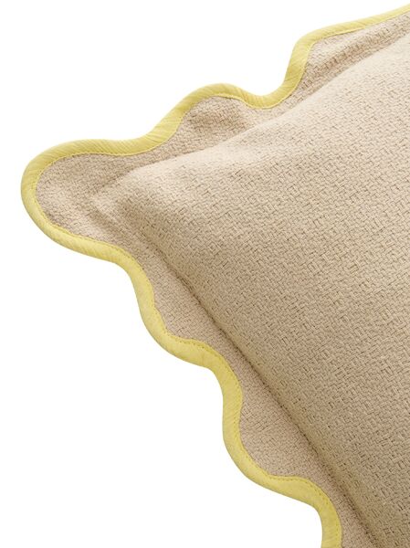Cushion scalloped 45x45, beige/yellow