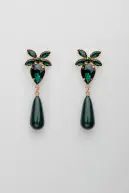 Stone drop earrings, dark green