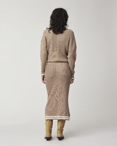 Agnes organic cotton/cashmere knitted skirt, beige/white