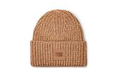 Chunky rib beanie w logo, camel