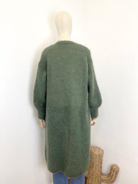 Long mohair cardigan, kaki