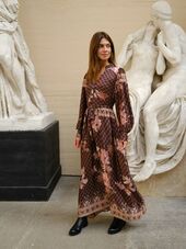 Nova botanical border dress, black