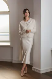 Karla twin set cashmere cardigan, cream