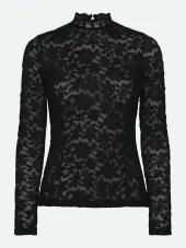 Delicia lace t-neck shirt, black