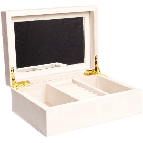 Velvet jewellery box large, sand