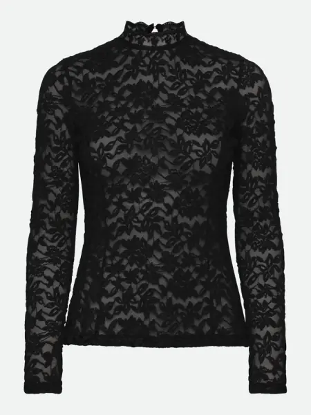 Delicia lace t-neck shirt, black