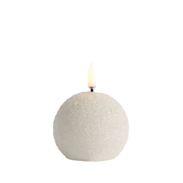 Led glitter round candle 7cm, white