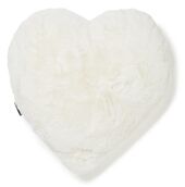 Fluffy heart cushion, ivory