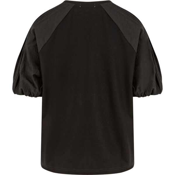 T-shirt with pleat details on sleeves, black