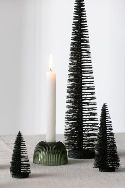Box of 4 Christmas glitter tree, dark green