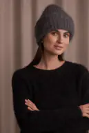 Mai kid mohair blend chunky beanie, dark grey melange