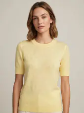 Estheme Round neck short sleeve knit, Pale yellow
