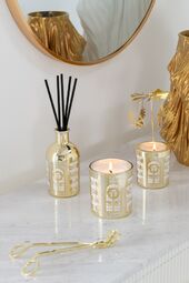 Scented candle surprise window wax, white/gold colored