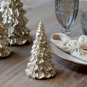 Christmas tree with glitter 15cm, champagne