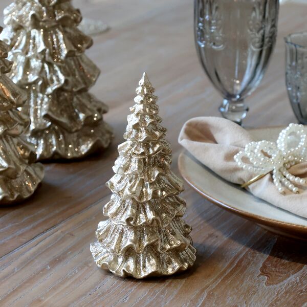Christmas tree with glitter 15cm, champagne