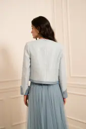 Tweed sequin jacket, bleu ciel
