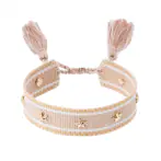 Woven bracelet star studs, sand w gold