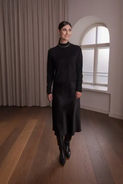 Karlea long sleeve mock neck sweater, black