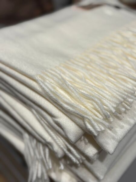 Scarf blended with cashmere, ecru