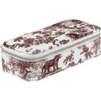 Velvet jewellery box mini, chocolate brown savannah pattern