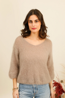 Solid mohair sweater, taupe