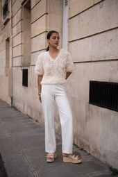 Textured rose shirt, ecru