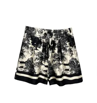 Shorts with Toile De Jouy print, black