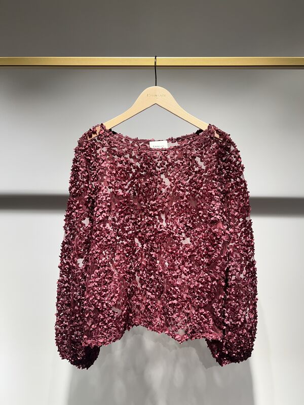 Rosette blouse, bordeaux