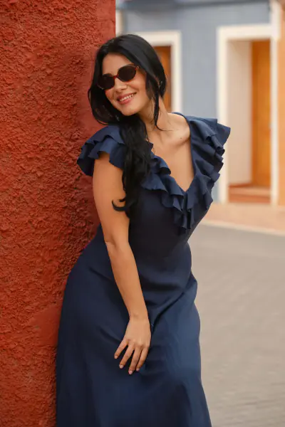 Kaya dress, oxford navy