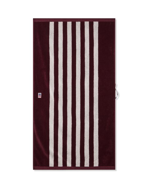 Striped terry towel 70x130, fig/snow white