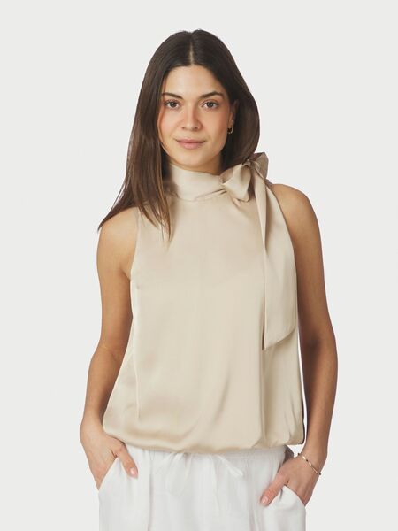 Veda drapy satin top, dark sand