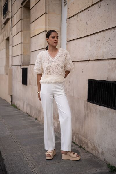 Textured rose shirt, ecru