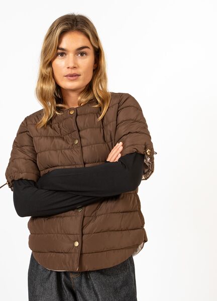 Asta quilted short sleeved jacket, chocolate brown