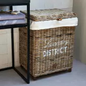 Rustic rattan laundry district basket