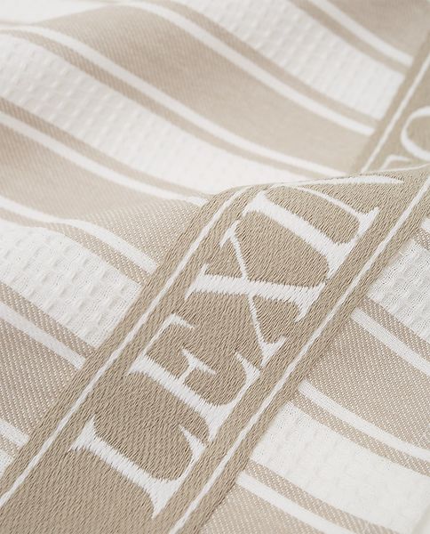 Icons cotton twill waffle stripe kitchen towel, beige/white