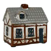 Ceramic house 8cm, white/brown