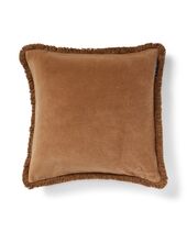 Fringle organic cotton velvet pillow cover 50x50, fudge