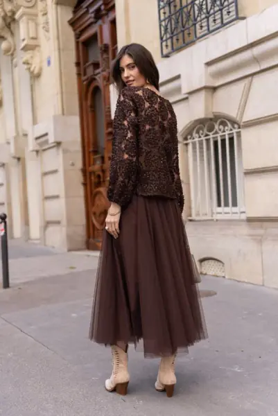 Aria tulle skirt, choco