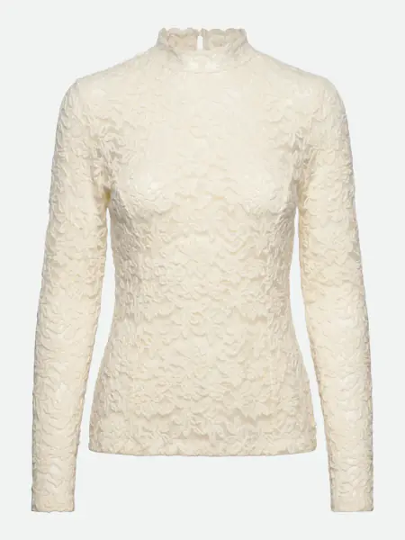 Delicia lace t-neck shirt, ivory