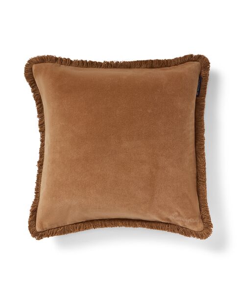 Fringle organic cotton velvet pillow cover 50x50, fudge