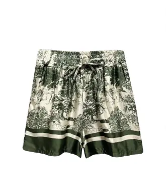 Shorts with Toile De Jouy print, green