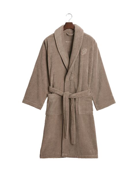 Embroidery robe, taupe beige