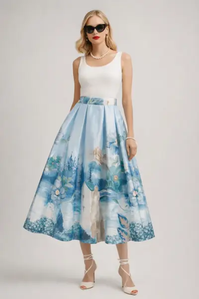 Landscape skirt, blue